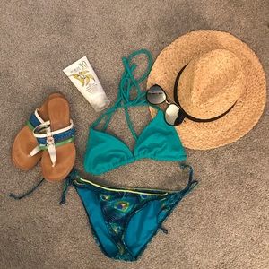Teal and peacock bikini